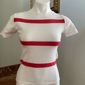 Sweet Romeo White with red stripes top ,size S